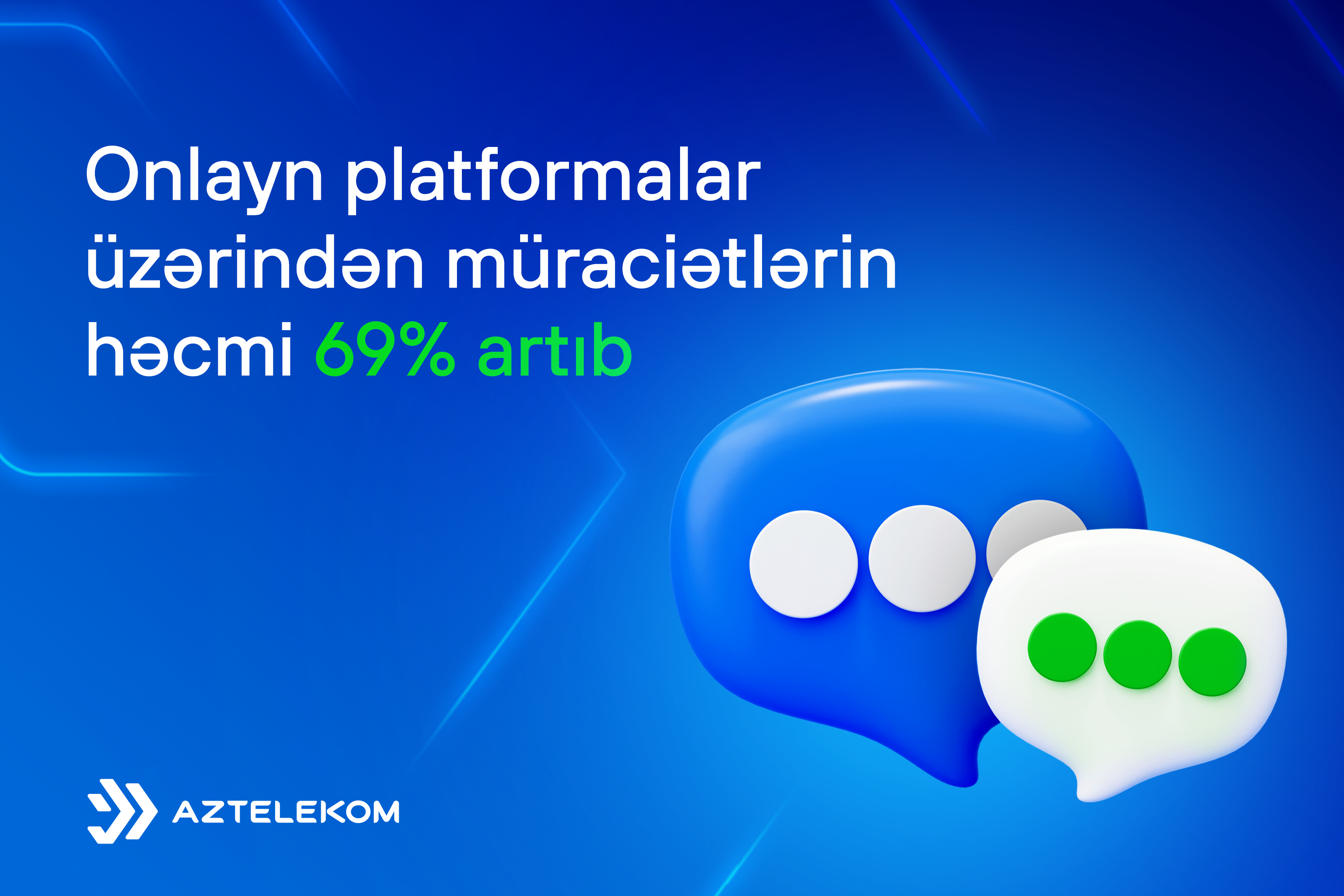 “Aztelekom”a onlayn platformalar üzərindən müraciətlərin həcmi 69% artıb